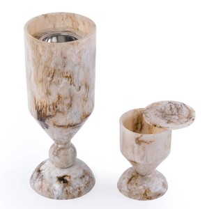 Quemador de Incienso Artesanal de Lujo Minimalista de Mármol Beige y Madera de Sándalo, Decoración Aromática para el Hogar, Modelo AEE-1021 de Empire Exports - Product Image 3