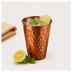 Vaso de Agua de Cobre Puro Martillado con Logotipo Personalizado, Hecho a Mano, Ayurvédico, Vaso Metálico Ecológico al por Mayor para el Hogar - Product Image 3