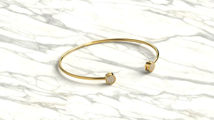 18K <b>Gold</b> Open Cuff <b>Bangle</b> Bracelet Micro Pave Round Disc Round Diamond Bracelet Medallion Stacking <b>Bangle</b> Fine Jewelry For Women - Product Image 3