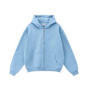 Sweat à capuche zippé noir pour homme, coupe oversize, en molleton de coton, décontracté, pour l'automne, couleur unie, coupe classique - Product Image 4