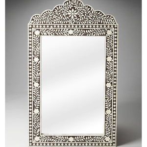 กระจกติดผนังลายดอกไม้แบบดั้งเดิม ประดับด้วยกระดูกฝังบนแผ่น MDF ทำด้วยมือ สไตล์ชาติพันธุ์ สำหรับตกแต่งบ้าน ของขวัญเทศกาลดีวาลี - Product Image 1