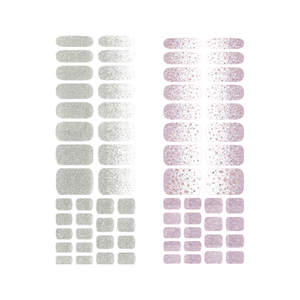 UV Gel <b>Nail</b> Strip Korea OEM Semi Cured <b>Nail</b> Stickers Custom Design Popping Silver Sparkling Purple - Product Image 3