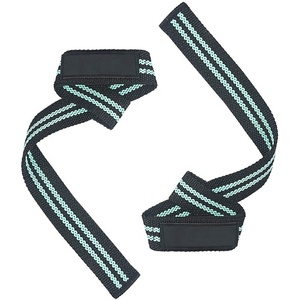 Sangles d'haltérophilie en coton avec logo personnalisé et impression de gel de silicone Sangles d'haltérophilie de gymnastique Sangles de poignet de 24 pouces avec rembourrage en néoprène - Product Image 2