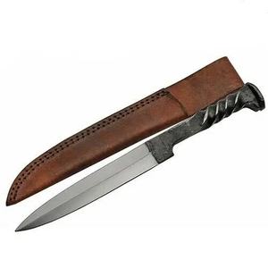 Couteau de boucher médiéval de haute qualité, forgé à la main en acier à haute teneur en carbone, style antique, couteau utilitaire médiéval à lame pleine, avec étui en cuir - Product Image 5