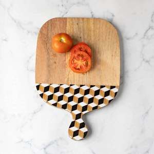 Planche à découper en noyer noir avec rainure à jus, motif géométrique écologique, plateau de service de cuisine - Product Image 3