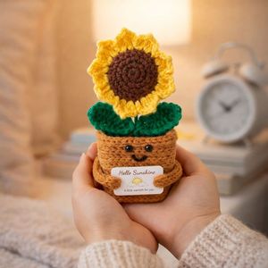Planta de girasol hecha a mano en maceta, linda decoración floral para el hogar, regalo hecho a mano, regalo de cumpleaños con girasol - Product Image 1