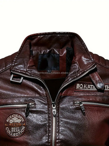 High Quality Customized Logo Leather <b>Jacket</b> Fashion Whole Selling Price Clothing Windproof Heavy Duty Leather <b>Jacket</b> for Men - Product Image 4