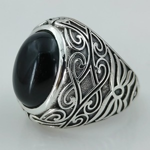 Black Onyx <b>Ring</b> 925 Sterling <b>Silver</b> Handmade Boho <b>Statement</b> Promise <b>Ring</b> for Women, July Birthstone, Oval Gemstone - Product Image 3