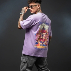 Camisetas YITE con hombros caídos y estampado personalizado, camisetas lisas de corte holgado de 250 g/m², camisetas extragrandes para hombre, 100 % algodón, camiseta básica. - Product Image 4