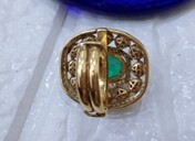 Women's Silver 18K <b>Gold</b> Plated Oval Cluster Floral Pave Setting Green Doublet Classic <b>Cocktail</b> <b>Ring</b> for Wedding Jewelry - Product Image 5