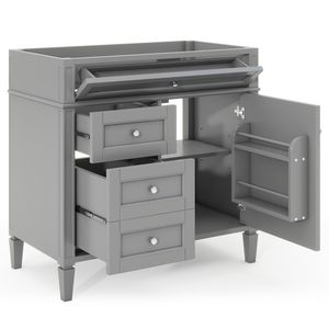 Mobile Bagno Moderno da 36 Pollici con Top in Legno Massello, Lavabo Integrato, Armadietto Contenitore e 2 Cassetti a Ribalta - Organizzatore per Bagno - Product Image 1