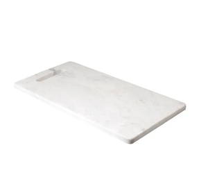 Planche à découper en marbre blanc et gris, forme carrée, avec poignée, pour pâtisserie et découpe. - Product Image 6