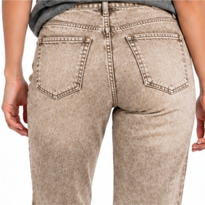 Jeans de Mezclilla Ajustados y Desgastados para Mujer, Estilo Urbano Moderno, Largo hasta el Tobillo, con Estampado de Letras HAWK BAWK, Color Bronceado, Pantalones Casuales - Product Image 5