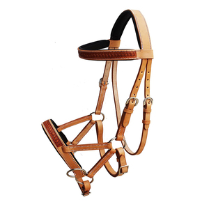 Ensemble de bridon Crank Cavesson en cuir de vache italien rembourré de haute qualité - Équipement équestre western durable avec perles artistiques - Product Image 6