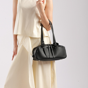 Sac à bandoulière en cuir véritable jaune avec fermeture à glissière, style minimaliste, deux poignées, longueur 50-65 cm, utilisation toutes saisons - Product Image 3