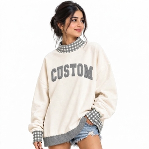 Suéter Oversize de Cuello Alto para Mujer, Mezcla de Algodón, Corte Holgado, Puños Acanalados, Ropa Casual, Fabricante Mayorista - Product Image 1