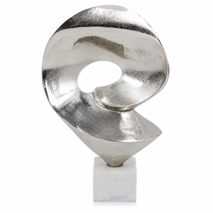 Sculpture d'art abstrait classique en métal, centre de table avec base en marbre blanc pour la décoration de maisons et de bureaux de luxe - Product Image 1