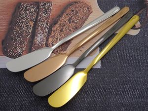 ชุดมีดเนยสแตนเลส 4 ชิ้น ใบมีดแบน ด้ามตรง มีดอเนกประสงค์สำหรับครัว DIY สีเงิน สีทอง - Product Image 4