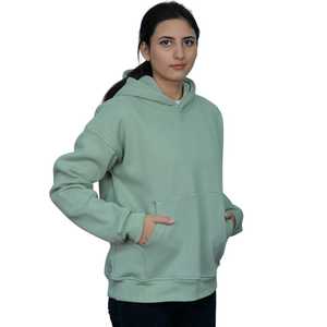 Sudaderas con Capucha y Sudaderas de Felpa de Algodón Teñido Liso de Primera Calidad, Color Verde Menta, Estilo Urbano - Product Image 6