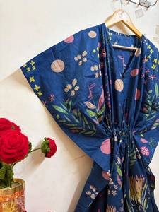Women Floral Print Cotton <b>Kaftan</b> Dress | Handmade Lounge Wear <b>Beach</b> Cover Up Resort Maxi <b>Kaftan</b> - Product Image 2