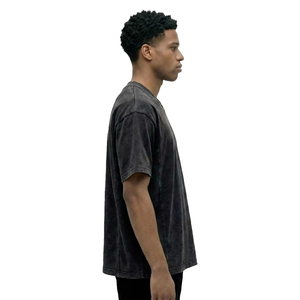 T-shirt Homme Vert Olive Délavé à l'Acide Coupe Oversize Manches Courtes Col Rond Vintage Décontracté Streetwear Haut Quotidien Décontracté - Product Image 4