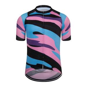 เสื้อเจอร์ซีย์ปั่นจักรยานแขนสั้นผู้ชายยอดนิยม สีชมพู ฟ้า ดำ ลายกราฟิก ระบายอากาศ แห้งเร็ว ชุดกีฬา - Product Image 1