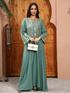 Vestido Abaya Informal Holgado de Gasa para Mujer, 100% Algodón Ecológico y Transpirable, para Eid, Ramadán, Fiestas Musulmanas, Dubái 2026 - Product Image 3