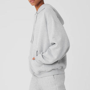 Nouveau design OEM – Sweat à capuche 100 % coton molletonné, couleur unie, logo personnalisé sur le devant, anti-boulochage, respirant, pour femme - Product Image 6