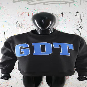 Sudadera GDT BLACK con cuello alto 100% azul con apliques bordados, sudadera de cuello ancho CLUSH SPORTS - Product Image 1