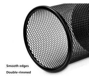 Wire Mesh Cup Black Metal Pencil Holder Round Stationary Stand <b>Organizer</b> for Desk Office Pen Storage - Product Image 3