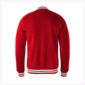 Blouson universitaire rouge pour homme en polaire, couleur unie, col montant, coupe classique, hiver, style urbain, fermeture éclair, imperméable et coupe-vent - Product Image 2