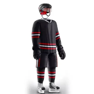 Nouvelle tenue de hockey sur glace très vendue, grande taille, anti-bactérienne, imprimée, manches courtes, 100 % polyester, avec numéros et logo personnalisés pour - Product Image 2