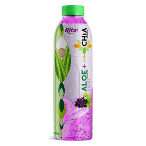 Bebida de Aloe Vera Rita con Semillas de Chía y Sabor a Uva, en Botella PET de 500 ml (16.9 oz), Mayorista, Fabricante Vietnamita - Product Image 1