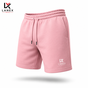 OEM ODM <b>Men's</b> Fleece Pink Sweat <b>Shorts</b> Custom Logo 100% Cotton Eco-Friendly Training Comfortable <b>Lounge</b> Athletic <b>Shorts</b> - Product Image 2
