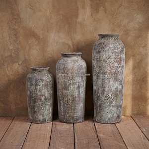 Vase de sol cylindrique en céramique rustique Vinculo M, fait main, gris vieilli, 28 cm x 80 cm, vase de table décoratif, vente en gros - Product Image 5