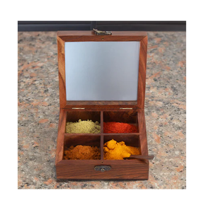 Wood Spice Box With Stainless Steel Lid Household Seasoning <b>Storage</b> Spice Box Dust Resistant Spice Organizer Round Wooden Jar - Product Image 3