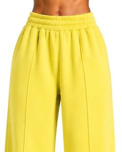 Pantalon de jogging ample taille haute jaune citron pour femme, personnalisé par le fabricant, style décontracté pour le quotidien - Product Image 6
