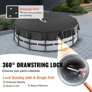 Copertura Invernale Rotonda per Piscina in PVC da 15 Piedi, Copertura Solare di Sicurezza con Design a Cordoncino per Piscine Interrate, Materiale PC - Product Image 5