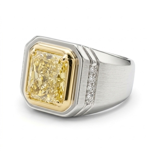 Classic Stylish Two-Tone Lab-Grown Diamond <b>Ring</b> IGI Certified PT950 18kt Gold 3.1ct Total Carat Luxury Jewelry Wedding - Product Image 3