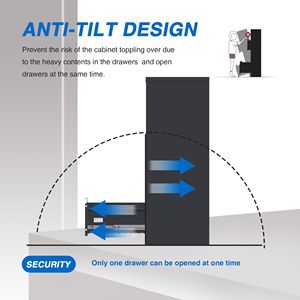 Armadietto Verticale in Metallo a 4 Cassetti con Serratura per Archiviazione Documenti A4/Letter/Legal, per Ufficio o Casa - Product Image 3