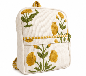 Mochila de Algodón Biodegradable de Estilo Étnico para Viajes y Uso Universitario, Diseño Hecho a Mano con Estampado Personalizado y Cierre de Cremallera - Product Image 5