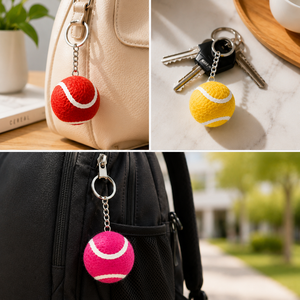 Porte-clés en feutre fait main en forme de balle de tennis, breloque pour sac de sport - Product Image 1
