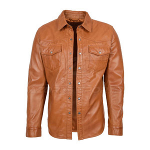 Men <b>Leather</b> Shirt Slim Fit Classic Button Front Long Sleeve Soft Feel Durable Breathable Eco-Friendly Stylish Casual <b>Outfit</b> - Product Image 3