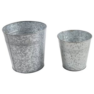 Juego de Macetas de Metal Galvanizado Rústico para Uso en Interiores y Exteriores, Diseño Circular Duradero con Textura Acanalada - Product Image 6