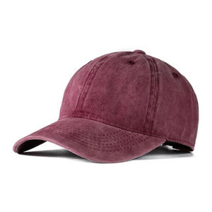 Casquette de baseball en coton bordeaux délavé style vintage 2026 – Casquette ajustable à 5 panneaux, effet vieilli, couleur marron, style « Dad Hat » rétro, non structurée, respirante, avec nœuds - Product Image 1