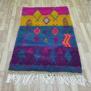 Tapis persan vintage style Serapi, bleu marine et rouge, en laine/soie, 9x12, 1 pièce, avec envers en latex, écologique, noué à la main - Product Image 1