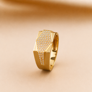 Anillo de Compromiso para Hombre, Chapado en Oro de 14K, con Moissanita, Corte Brillante Redondo, Anillo Elegante para Él - Product Image 1