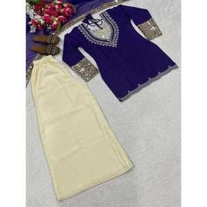 Hermoso juego de traje 2XL con trabajo de espejo de mano original con bordado - Product Image 4