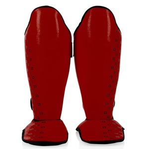 Protège-tibias et protège-pieds en cuir pour Muay Thai, Kickboxing, MMA – Équipement d'entraînement et de combat avec fermeture auto-agrippante - Product Image 1