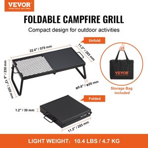 22.4 \ "Heavy Duty maglia in acciaio pieghevole griglia per falò portatile esterno attrezzature per la cottura del fuoco gambe che trasportano la borsa a fiamma aperta - Product Image 2